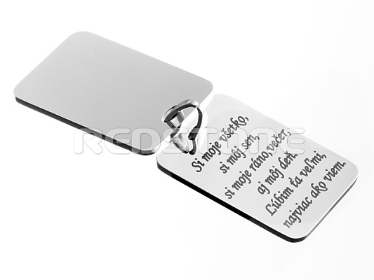 Oceľový prívesok so srdiečkom a textom